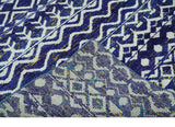 Hand Knotted Blue and Ivory 8x10 Southwestern Tribal Trellis Recycled Art Silk Area Rug