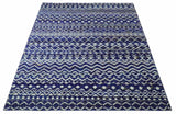 Hand Knotted Blue and Ivory 8x10 Southwestern Tribal Trellis Recycled Art Silk Area Rug