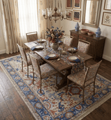 Hand Knotted Blue and Ivory Antique Vintage Style Custom Made Wool Rug