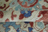 Hand Knotted Blue and Ivory Antique Vintage Style Custom Made Wool Rug