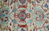Hand Knotted Blue and Ivory Antique Vintage Style Custom Made Wool Rug