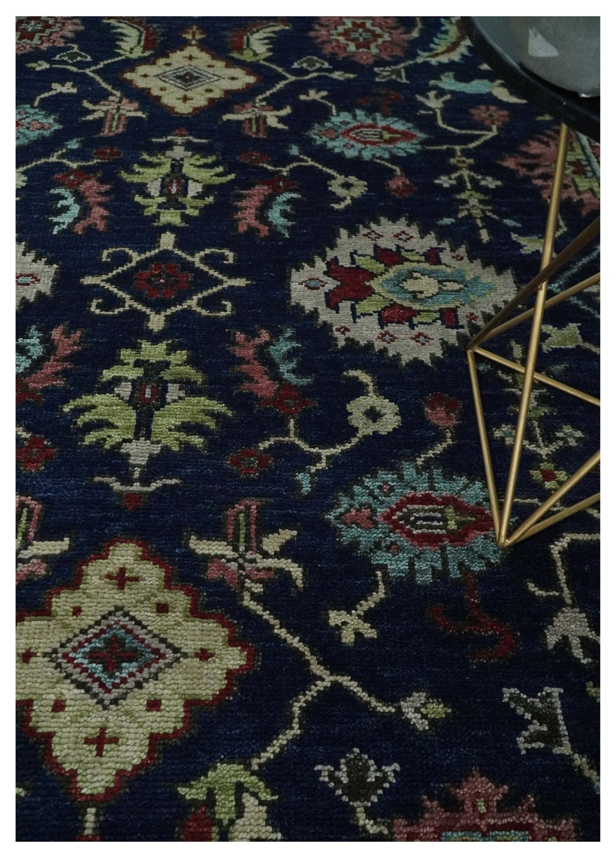 Hand Knotted Blue and Maroon Traditional Oriental Oushak Custom Made Wool Area Rug