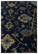 Hand Knotted Blue and Maroon Traditional Oriental Oushak Custom Made Wool Area Rug