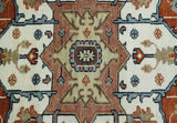 Hand Knotted Blue and Rust Traditional Heriz Multi Size Wool Area Rug