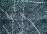 Hand Knotted Blue and Silver Trellis Moroccan Blended Wool Rug