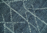 Hand Knotted Blue and Silver Trellis Moroccan Rug Made with Blended Wool Multi size Rug