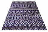 Hand Knotted Blue and White Modern Contemporary Southwestern Tribal Trellis Recycled Silk Area Rug | OP6