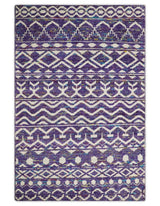 Hand Knotted Blue and White Modern Contemporary Southwestern Tribal Trellis Recycled Silk Area Rug | OP6