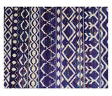 Hand Knotted Blue and White Modern Contemporary Southwestern Tribal Trellis Recycled Silk Area Rug | OP6