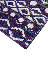 Hand Knotted Blue and White Modern Contemporary Southwestern Tribal Trellis Recycled Silk Area Rug | OP6