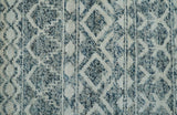 Hand Knotted Blue, Beige and Camel Modern Contemporary Southwestern Tribal Trellis Recycled Silk Area Rug