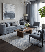 Hand Knotted Blue, Beige and Camel Modern Contemporary Southwestern Tribal Trellis Recycled Silk Area Rug