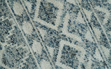 Hand Knotted Blue, Beige and Camel Modern Contemporary Southwestern Tribal Trellis Recycled Silk Area Rug