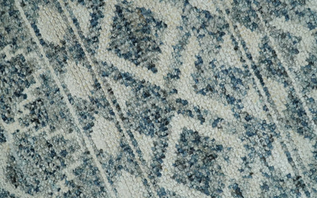 Hand Knotted Blue, Beige and Camel Modern Contemporary Southwestern Tribal Trellis Recycled Silk Area Rug