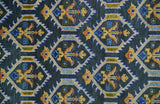 Hand Knotted Blue, Gold and Moss Green Vintage Style Custom Made wool Area Rug
