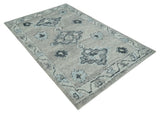 Hand Knotted Charcoal And Beige Traditional with Blended Custom Made Wool Rug