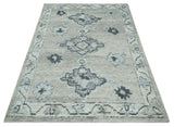 Hand Knotted Charcoal And Beige Traditional with Blended Custom Made Wool Rug