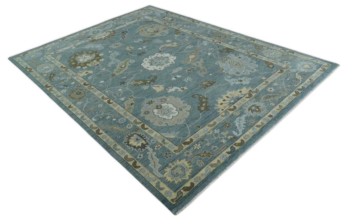 Hand Knotted Charcoal and Brown Traditional Oushak Wool Rug