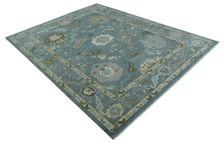 Hand Knotted Charcoal and Brown Traditional Oushak Wool Rug