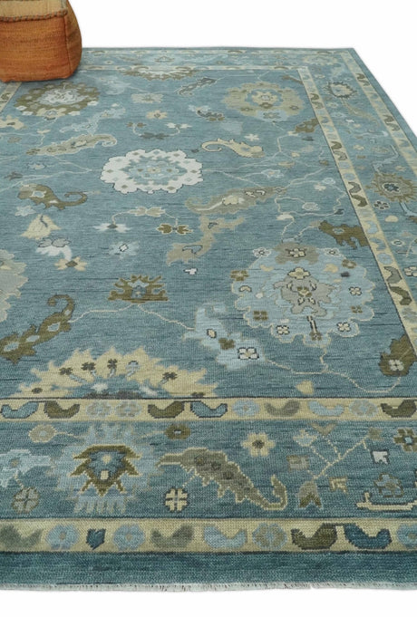 Hand Knotted Charcoal and Brown Traditional Oushak Wool Rug