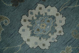 Hand Knotted Charcoal and Brown Traditional Oushak Wool Rug