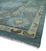 Hand Knotted Charcoal and Brown Traditional Oushak Wool Rug