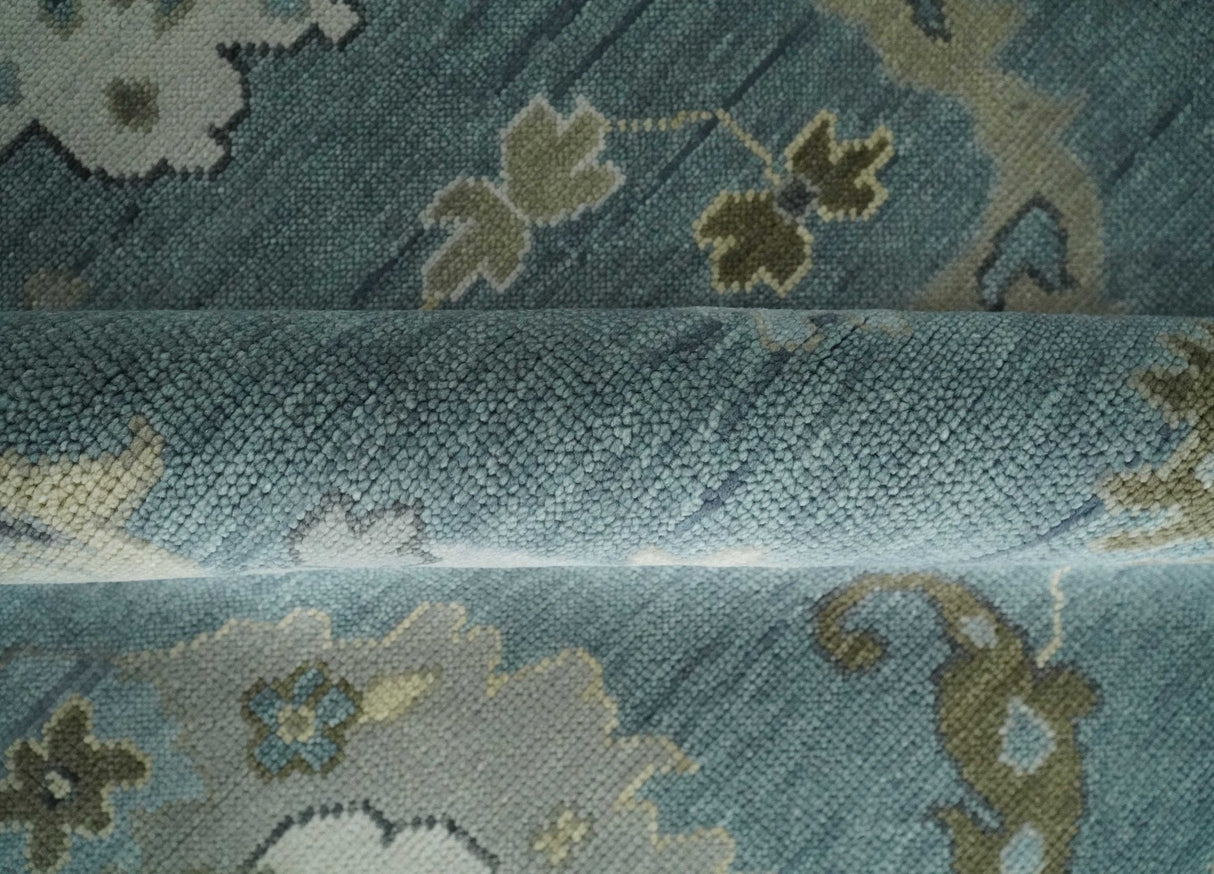Hand Knotted Charcoal and Brown Traditional Oushak Wool Rug