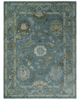 Hand Knotted Charcoal and Brown Traditional Oushak Wool Rug