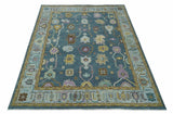 Hand Knotted Charcoal and Brown Vibrant colorful Oushak Wool Area Rug