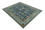 Hand Knotted Charcoal and Brown Vibrant colorful Oushak Wool Area Rug
