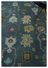 Hand Knotted Charcoal and Brown Vibrant colorful Oushak Wool Area Rug