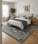 Hand Knotted Charcoal and Brown Vibrant colorful Oushak Wool Area Rug