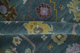 Hand Knotted Charcoal and Brown Vibrant colorful Oushak Wool Area Rug