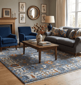 Hand Knotted Charcoal And Ivory Traditional Oushak Wool Area Rug