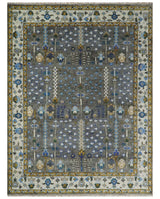 Hand Knotted Charcoal and Ivory Traditional Vintage Style Custom Made Wool Area Rug