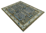 Hand Knotted Charcoal and Ivory Traditional Vintage Style Custom Made Wool Area Rug