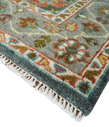 Hand Knotted Charcoal, Camel and Teal Traditional Heriz Multi size Wool Area Rug