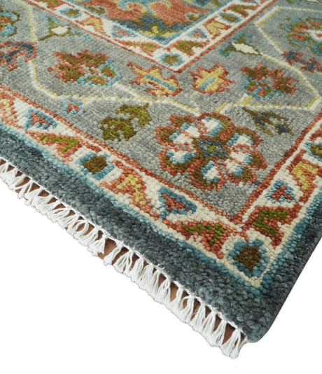 Hand Knotted Charcoal, Camel and Teal Traditional Heriz Multi size Wool Area Rug