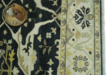 Hand Knotted Charcoal, Ivory and Olive Oriental Oushak 8x10 Wool Area Rug
