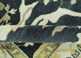 Hand Knotted Charcoal, Ivory and Olive Oriental Oushak 8x10 Wool Area Rug
