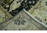 Hand Knotted Charcoal, Ivory and Olive Oriental Oushak 8x10 Wool Area Rug