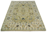 Hand Knotted Custom Made Olive, Silver and Beige Traditional Wool Rug