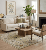 Hand Knotted Custom Made Olive, Silver and Beige Traditional Wool Rug
