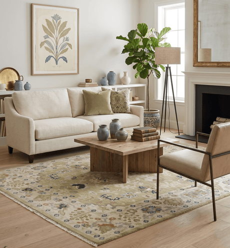 Hand Knotted Custom Made Olive, Silver and Beige Traditional Wool Rug