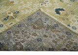 Hand Knotted Custom Made Olive, Silver and Beige Traditional Wool Rug