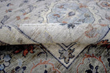 Hand Knotted Distressed Traditional 8x10 Ivory and Silver Wool Area Rug