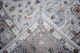 Hand Knotted Distressed Traditional 8x10 Ivory and Silver Wool Area Rug