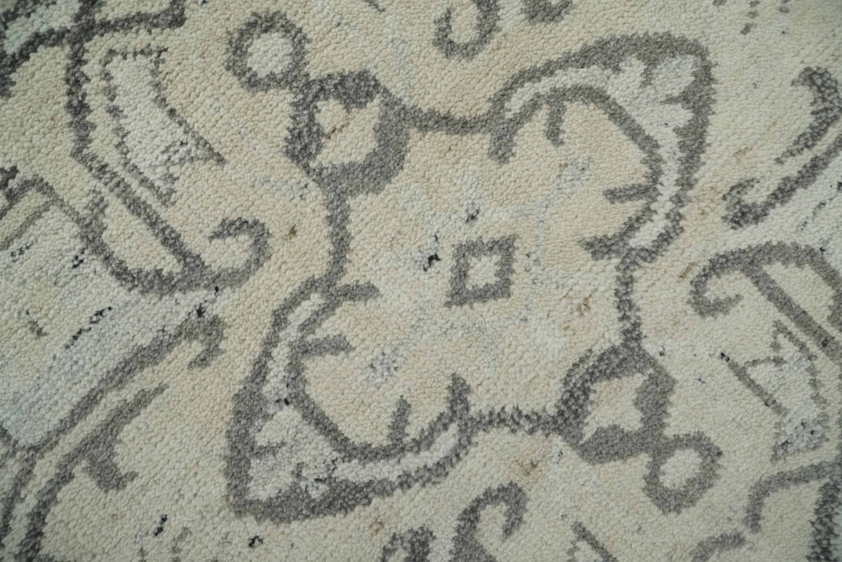 Hand Knotted Earthy Neutral Serapi Wool Rug, Charcoal, Beige and Ivory-Area Rug-Parc Decor