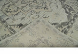 Hand Knotted Earthy Neutral Serapi Wool Rug, Charcoal, Beige and Ivory-Area Rug-Parc Decor