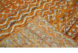 Hand Knotted Gold, Rust and Ivory Modern Contemporary Tribal Trellis Recycled Silk Area Rug